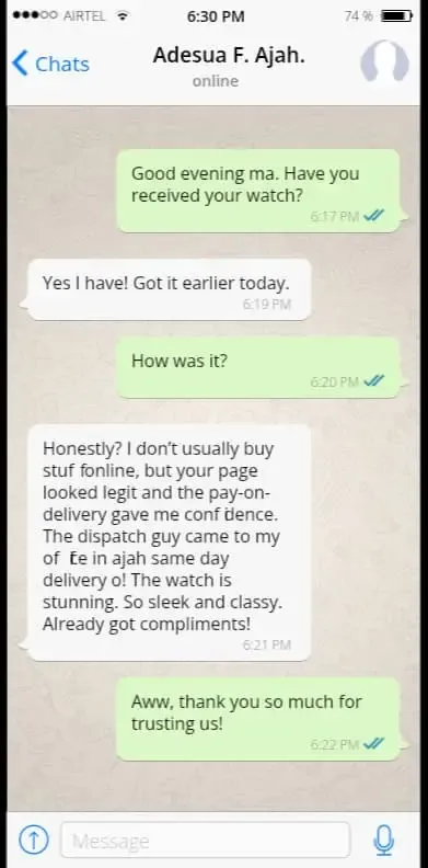 Testimonial from Adesua